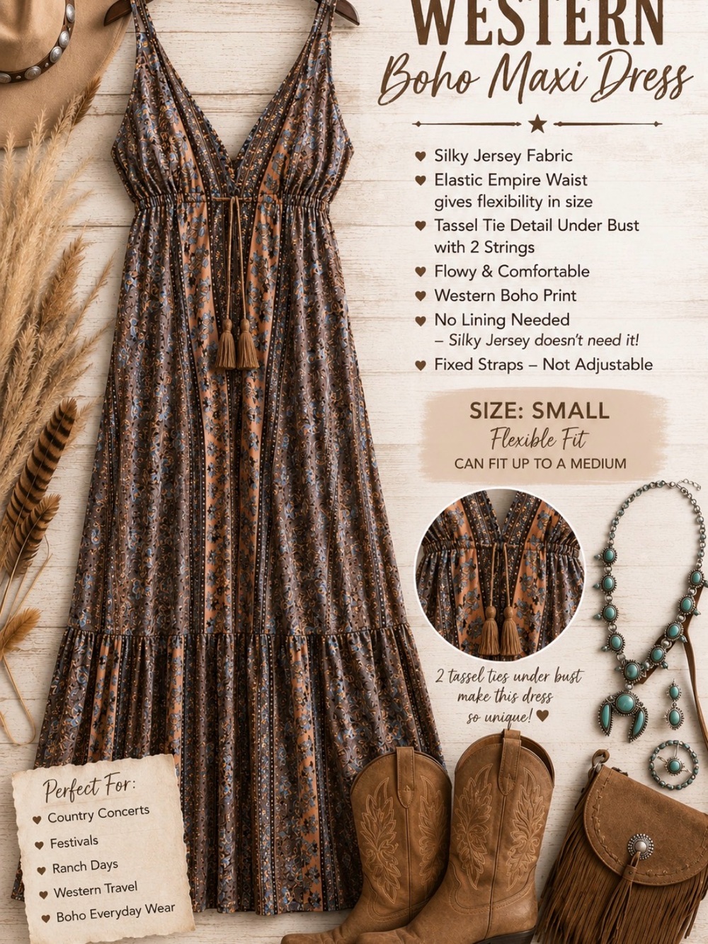 PAANI- Western Bohemian Maxi Dress